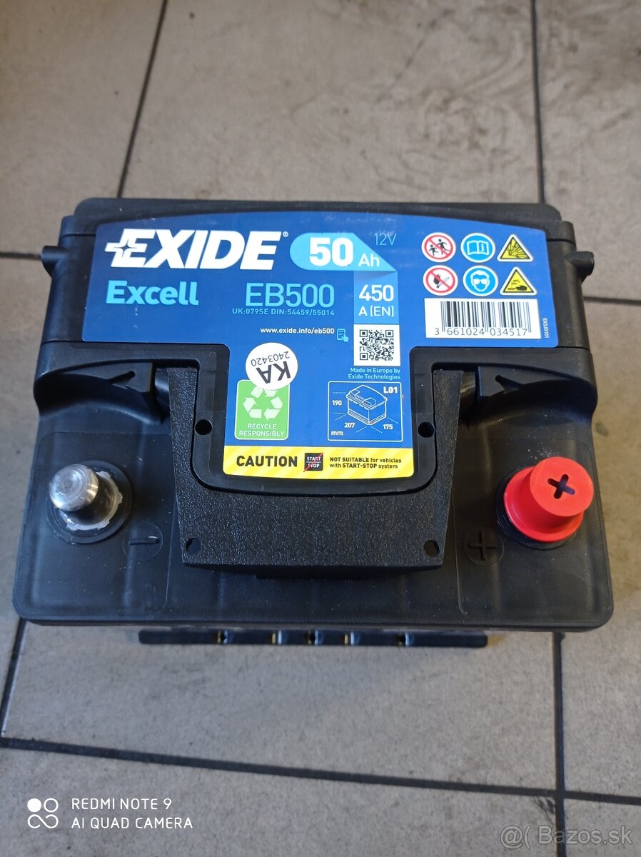 Autobatéria exide 12V 50Ah