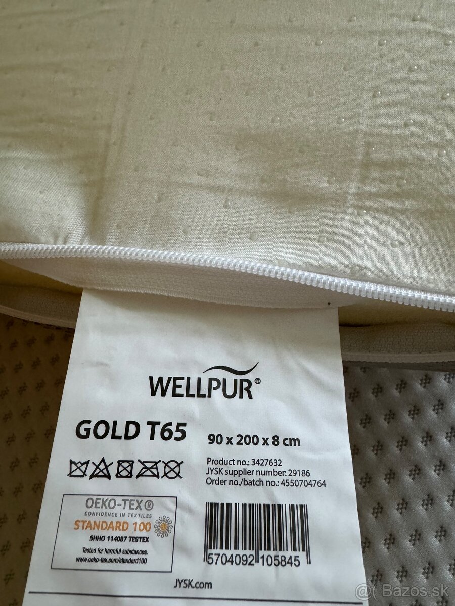 Vrchný pamäťový matrac (WELLPUR T65 GOLD) zľava