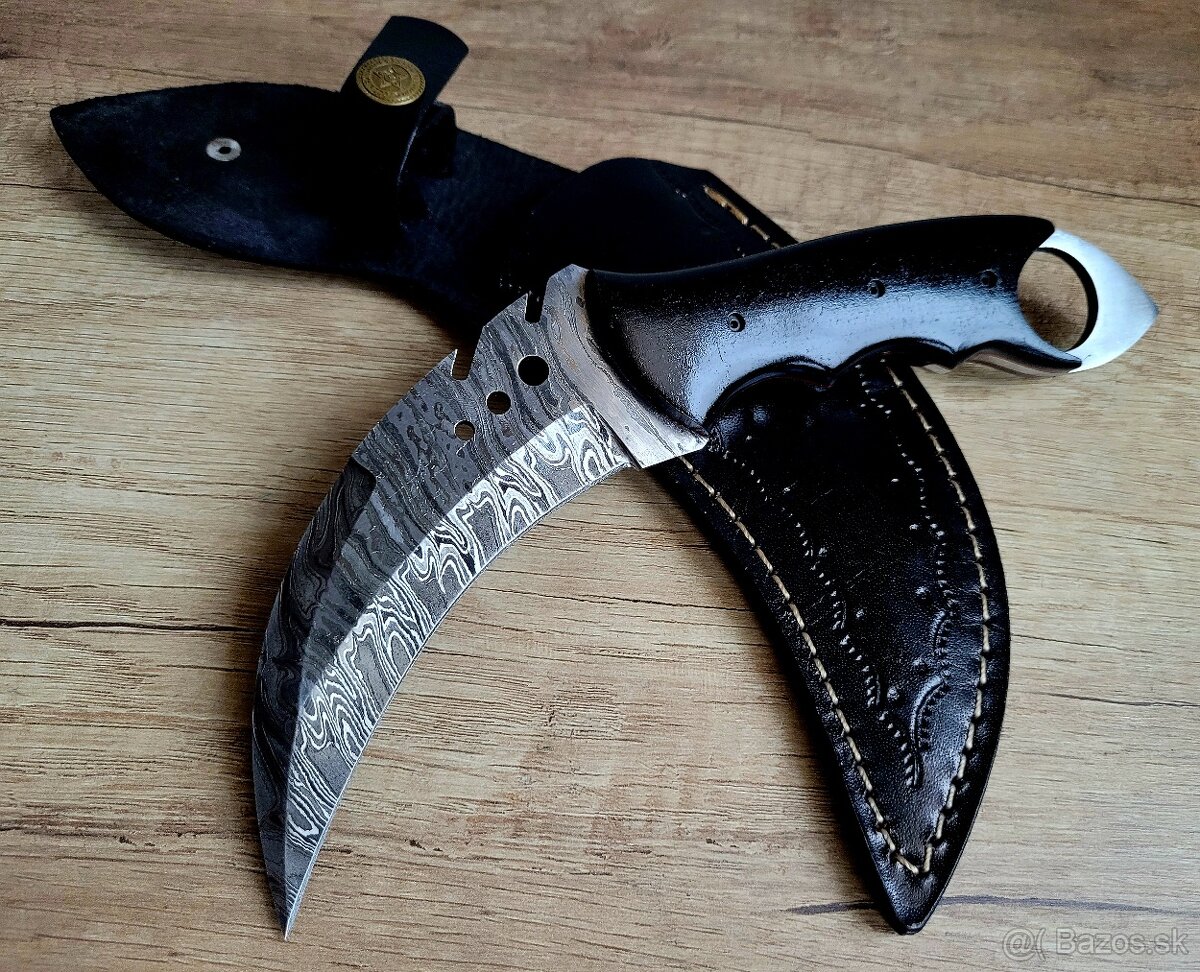 lovecký Damaškový nôž KARAMBIT 23,5 cm ručně vyrobeno