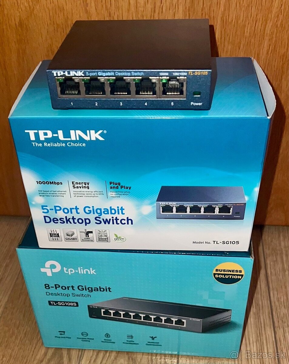 2x switch TP-Link - 8-port a 5-port