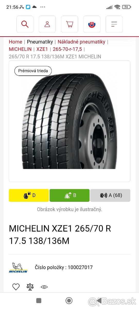 Kúpim Michelin xtz1  265, 70 R17,5