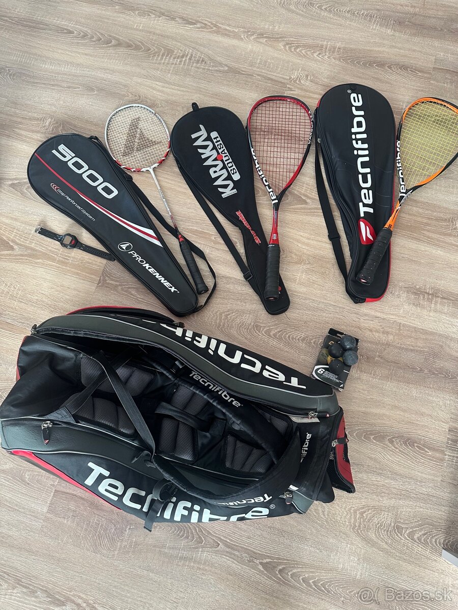 Prodam komplet vybavu na squash a badminton Tecnifibre