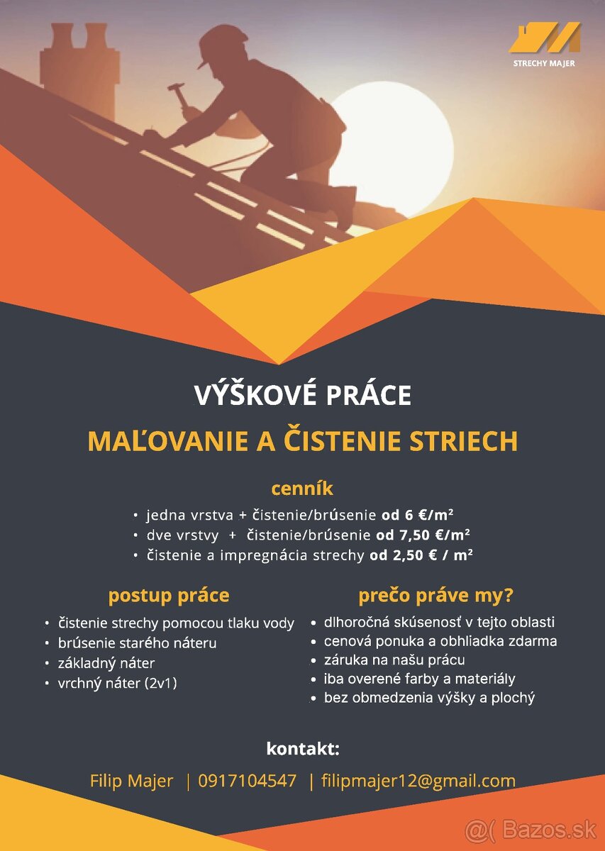 Strechy  Maľovanie Čistenie Rekonštrukcia