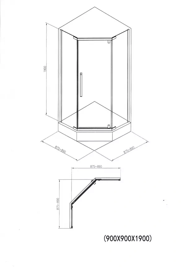 Sprchový kút TOTO 90X90X190 + päťuholníková vanička Espera