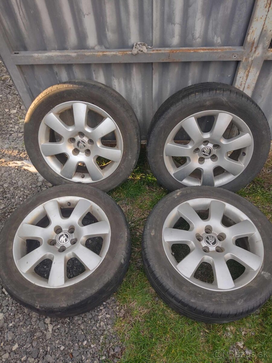 4ks alu disky orig. Škoda 5x100 r16 pneu 205/55 r16