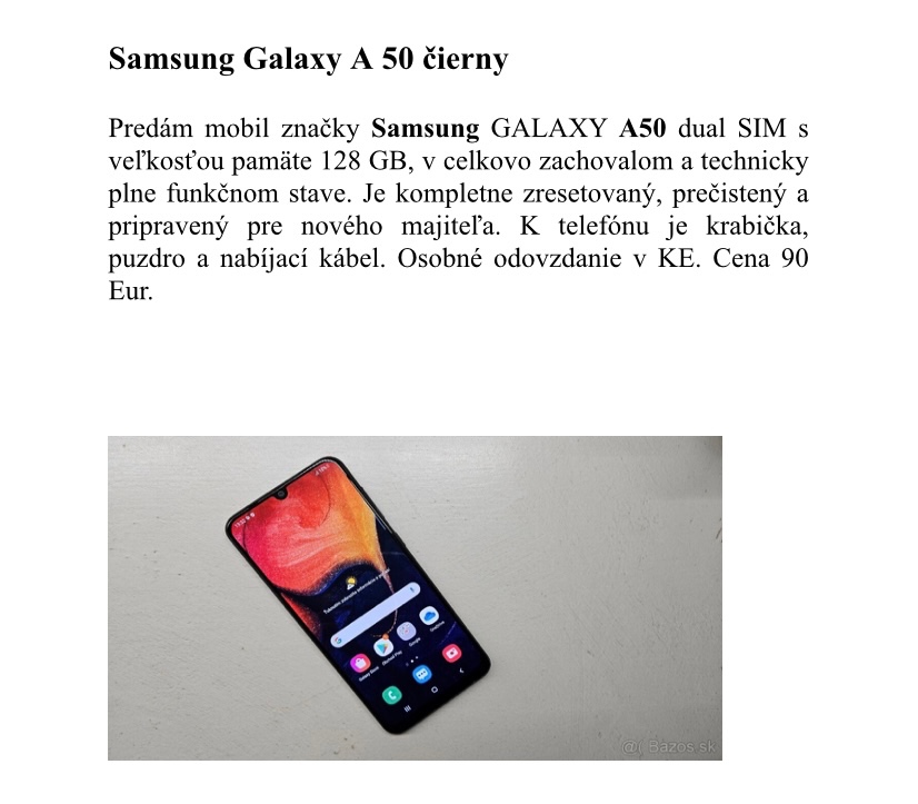 Samsung Galaxy A 50 čierny