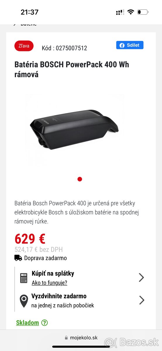 Batéria Bosch Powerpack 400 Wh rámová