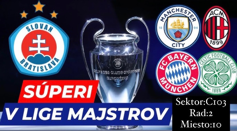 Slovan Bratislava - Liga majstrov + permanentka