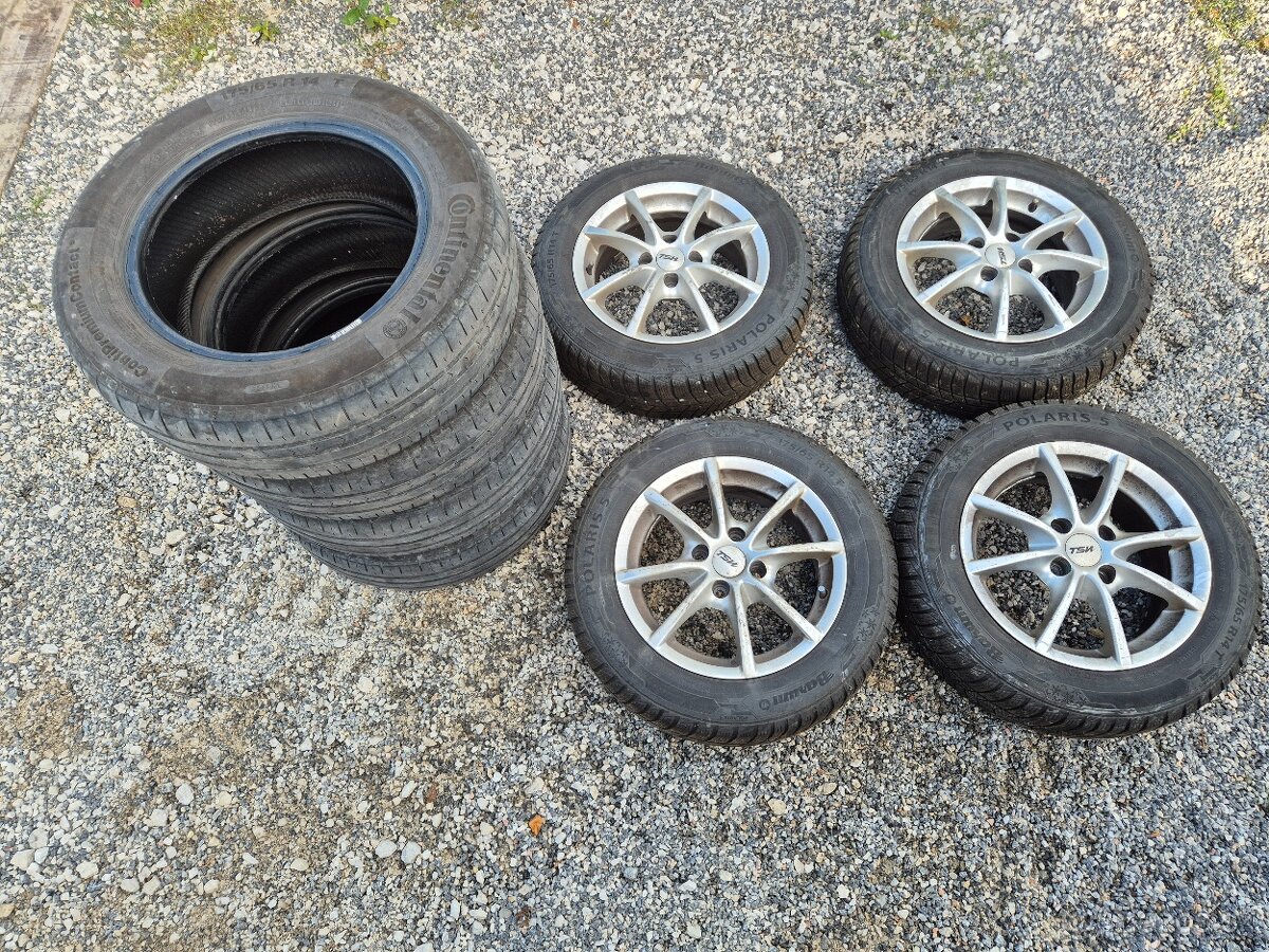 4x100 r14 + 175/65 r14 letne aj zimne pneu