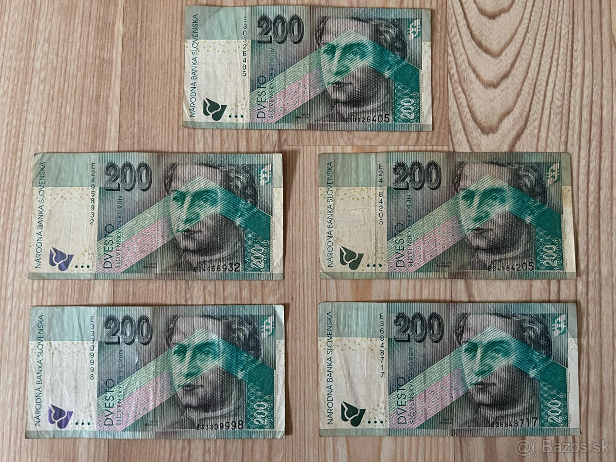 Slovenské bankovky 200 SK rok 1999 séria E