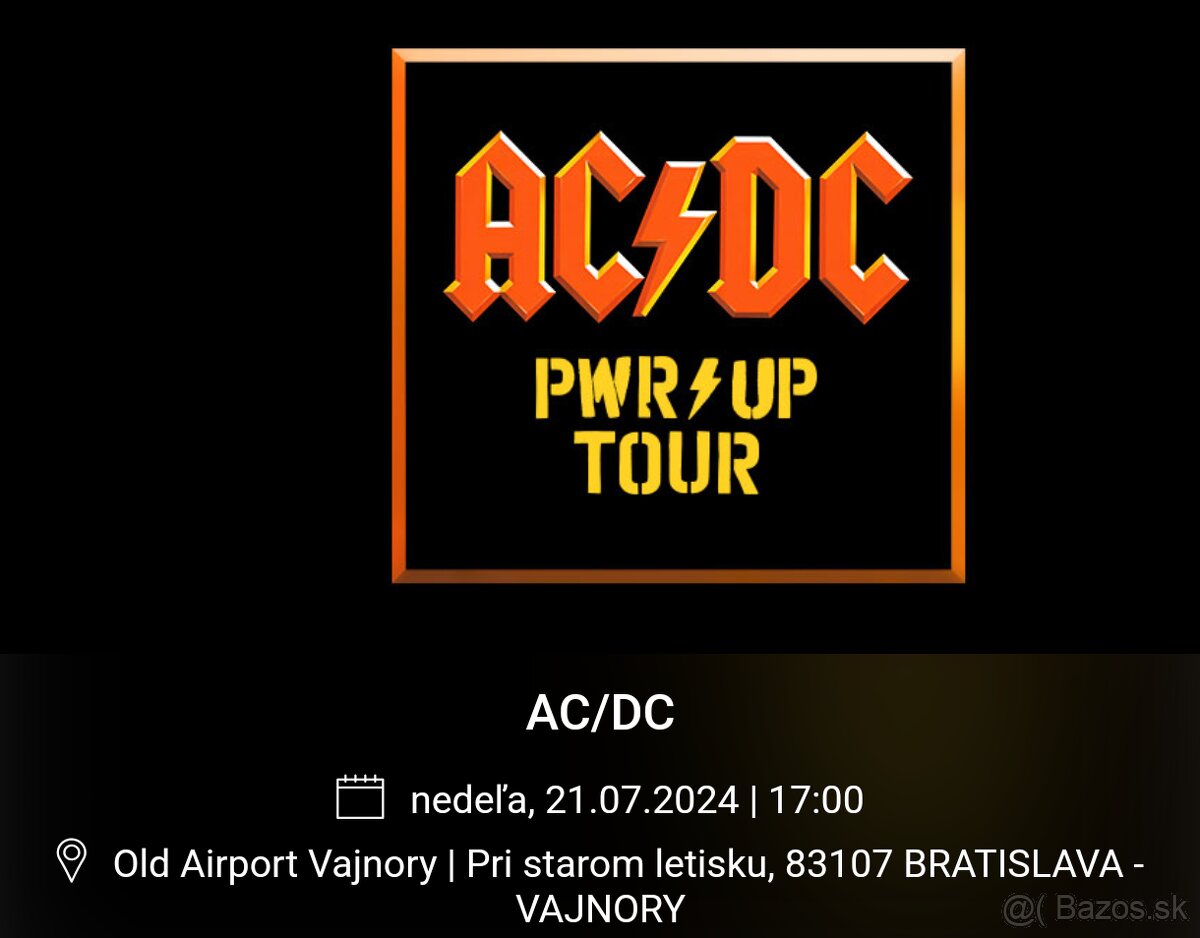 Predám AC/DC 2 lístky na státie