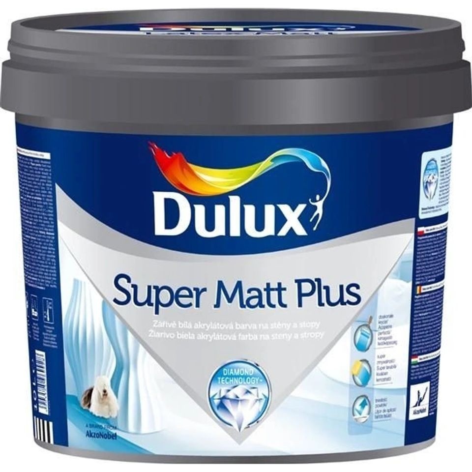 Umývateľná farba Dulux Super Matt Plus 10l +valček Dulux