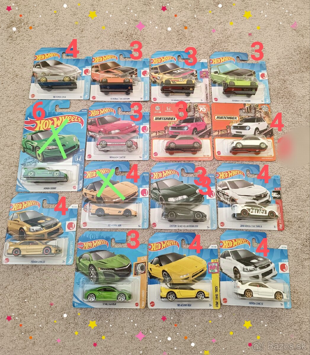 Autíčka Hotwheels Honda