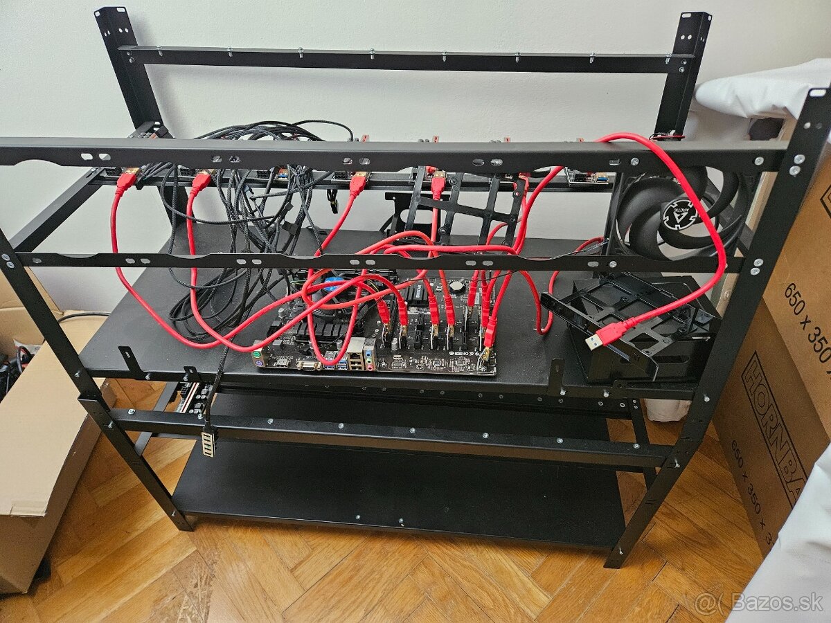 2x Mining rig na 8x kariet s doskou,ram,cpu