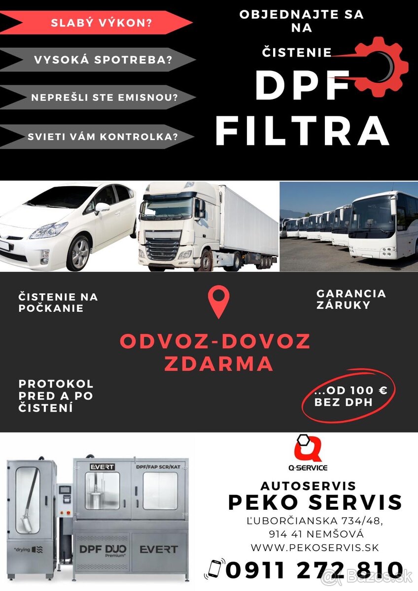 Ponúkame Vám profesionálne čistenie DPF filtrov.