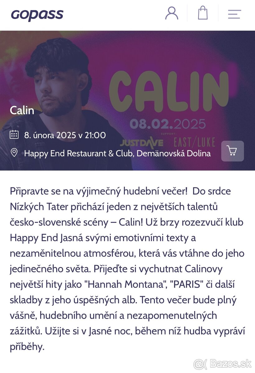 Vstupenka na Calina - 8.2. Happy end Jasná