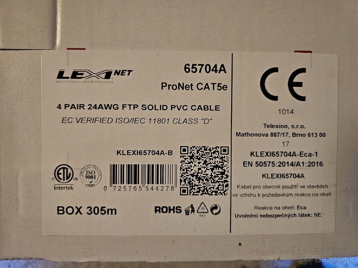 LEXI-Net dátový kábel Cat 5e FTP PVC 305m box šedý