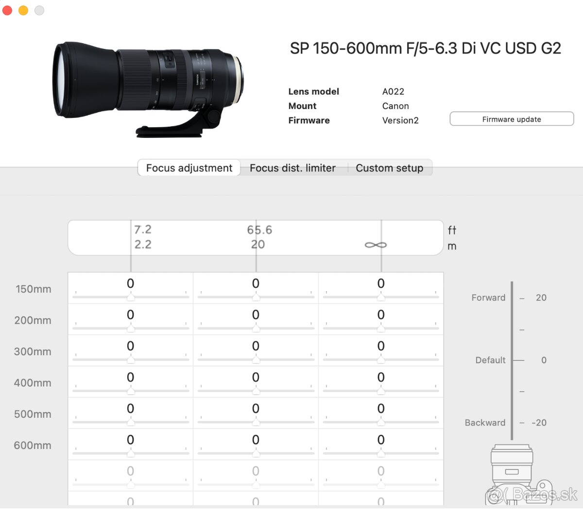 Tamron objektívy - aktualizácia firmware, úprava nastavení