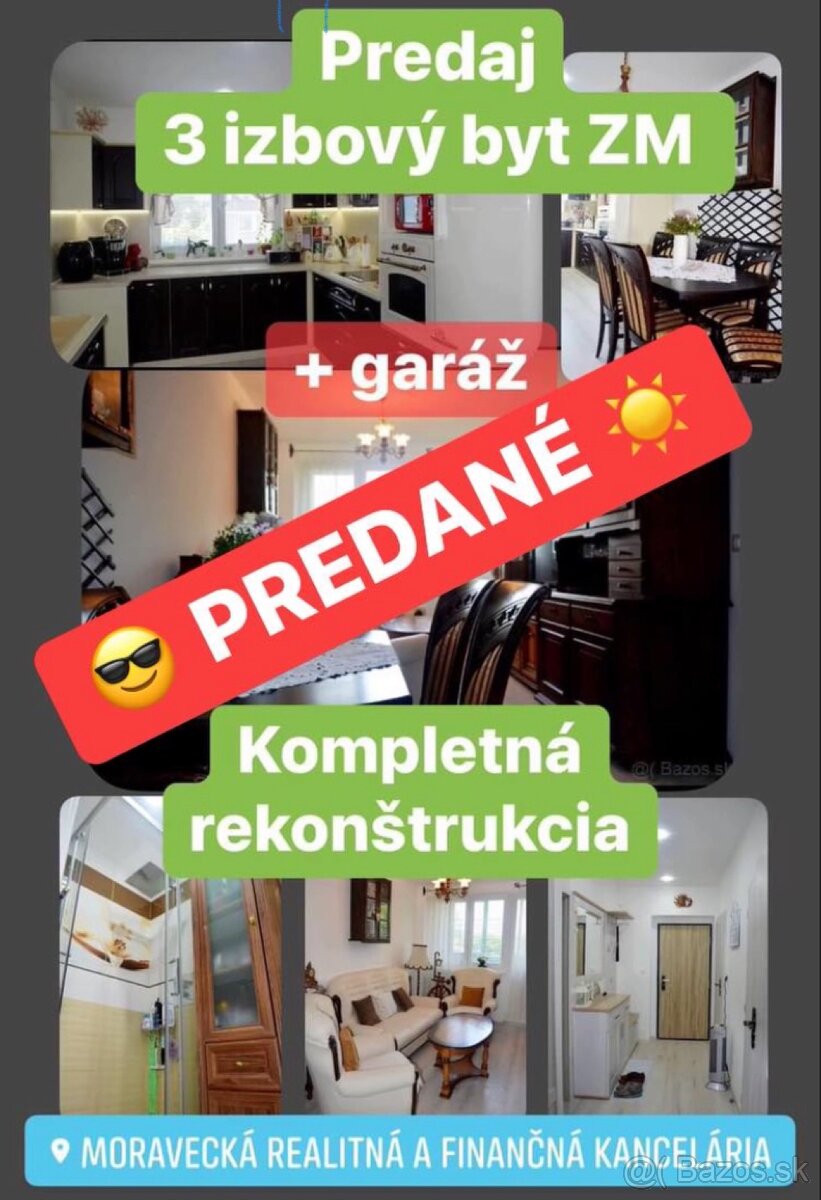 Predaj - 3 izbový byt - Zlaté Moravce + GARÁŽ