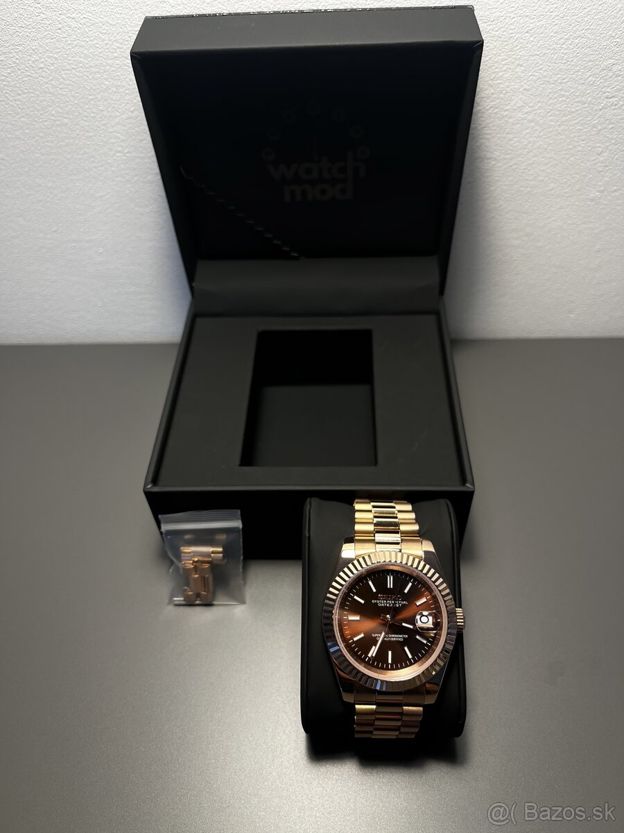 Seiko mod datejust chocolate rose gold