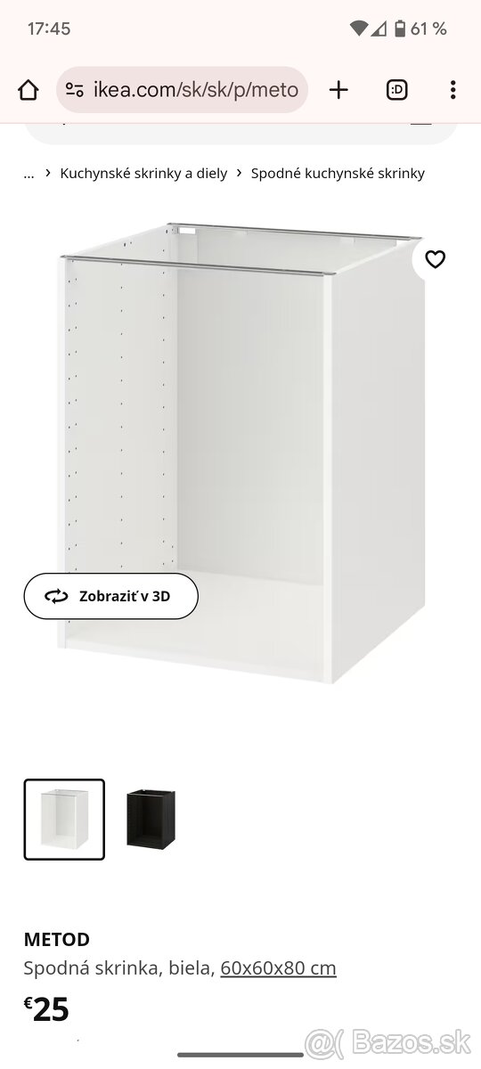 Nové Metod IKEA 2 skrinky 60 cm + 4 police + 4 pánty