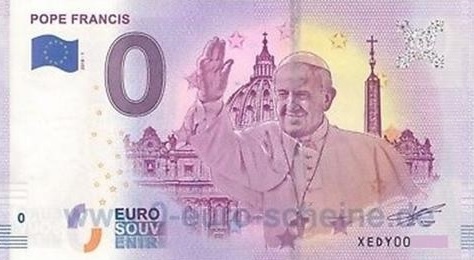 0 euro bankovka - POPE FRANCIS 2018 - 1.