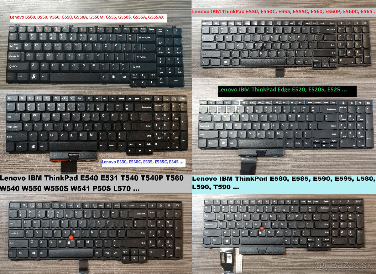 Klavesnice: Lenovo B550 / E540 / E550/ E580 / E520 E530 E545