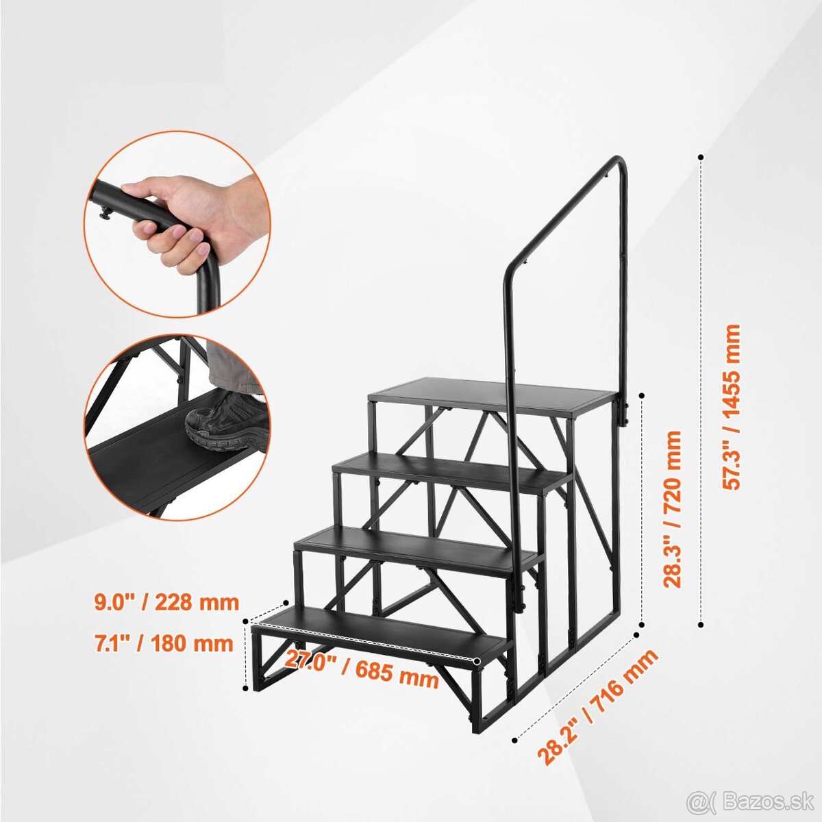 4-stupňové schodíky so zábradlím