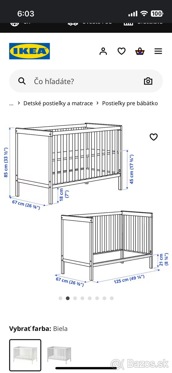 IKEA SUNDVIK DETSKÁ POSTIEĽKA