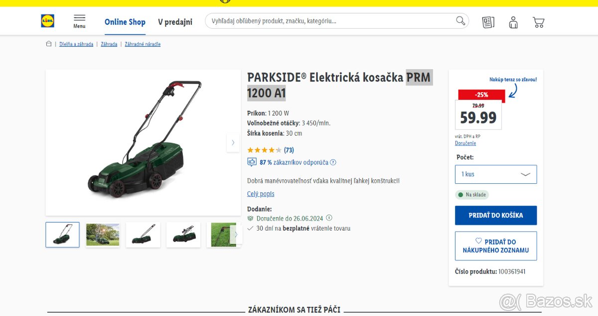 Parkside PRM 1200 A1 nová kosačka