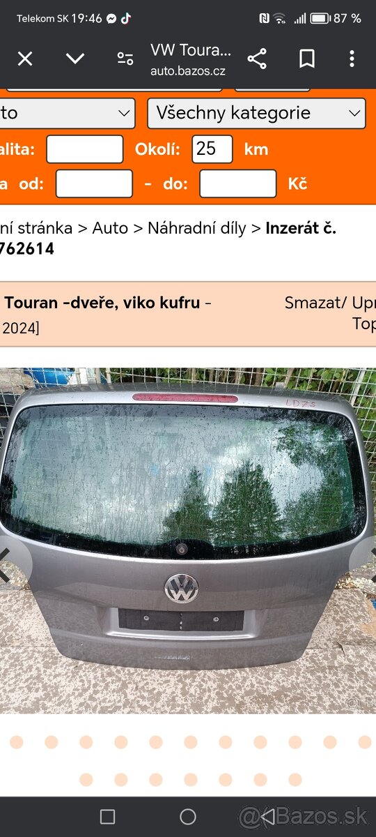 Kúpim súrne piate dvere na vw touran 2005r