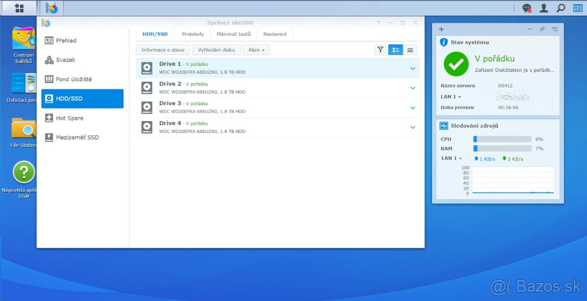 NAS Synology DS412+ 4Gb RAM 4x2Tb hdd