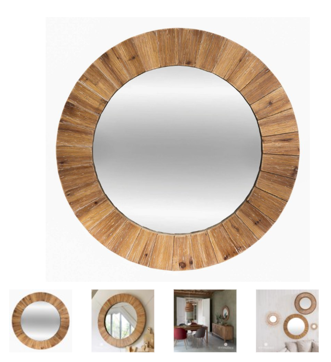 Dizajnove okruhle zrkadlo s drevenym ramom LANDSCAPE