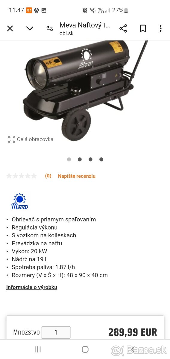 Naftový ohrievač vzduchu