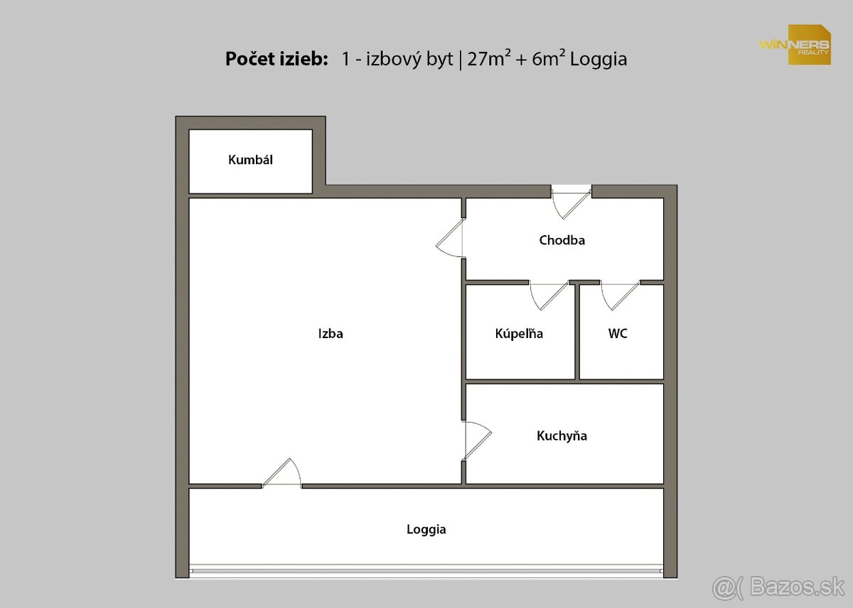 Na predaj 1 izbový byt + loggia • Trieda SNP  • Terasa