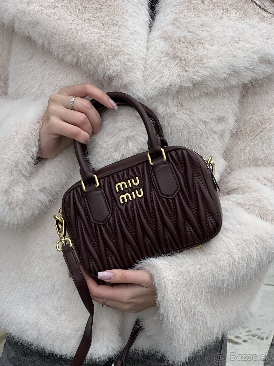 Kabelka Miu Miu Arcadie Matelassé Nappa Leather Bag Burgundy