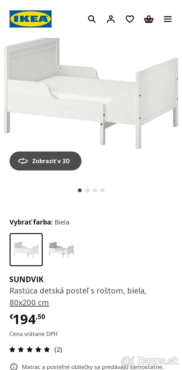 Rastúca detská posteľ Ikea