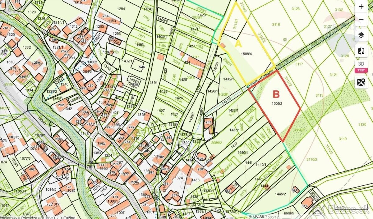 Investičná príležitosť - pozemky v obci Tužina 2591 m2