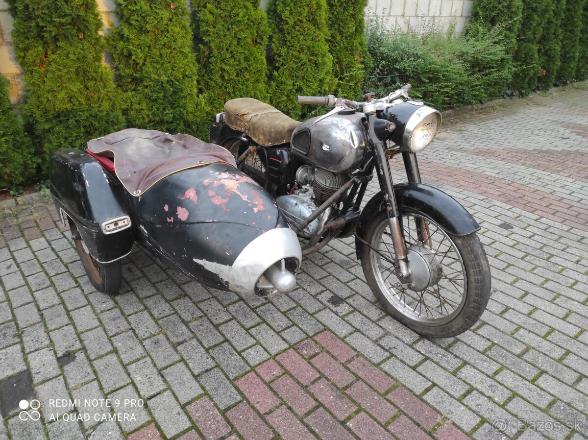 Pannonia 250 r.v. 1967+ sidecar + Eu doklady na prihlasenie