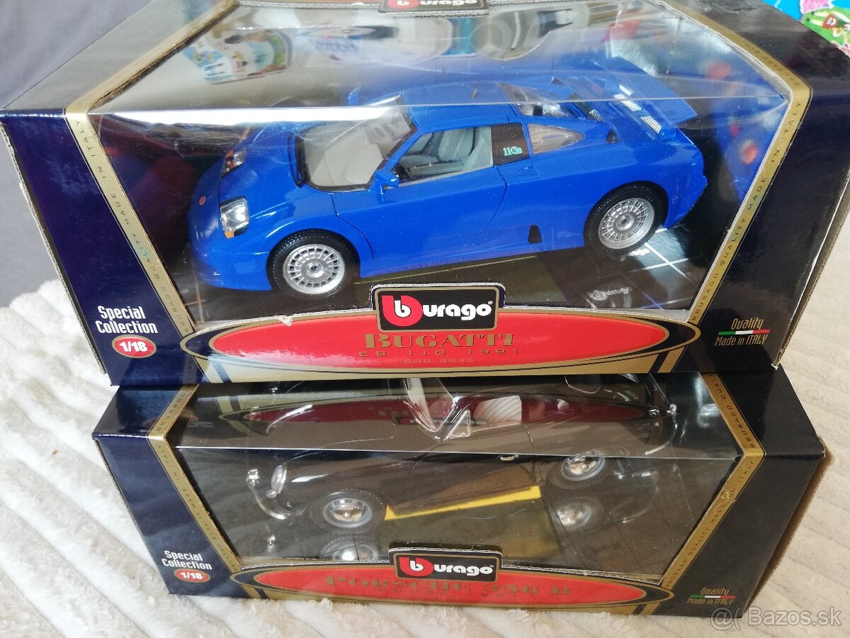 1:18 modely Bburago BUGATTI EB110 PORSCHE 356