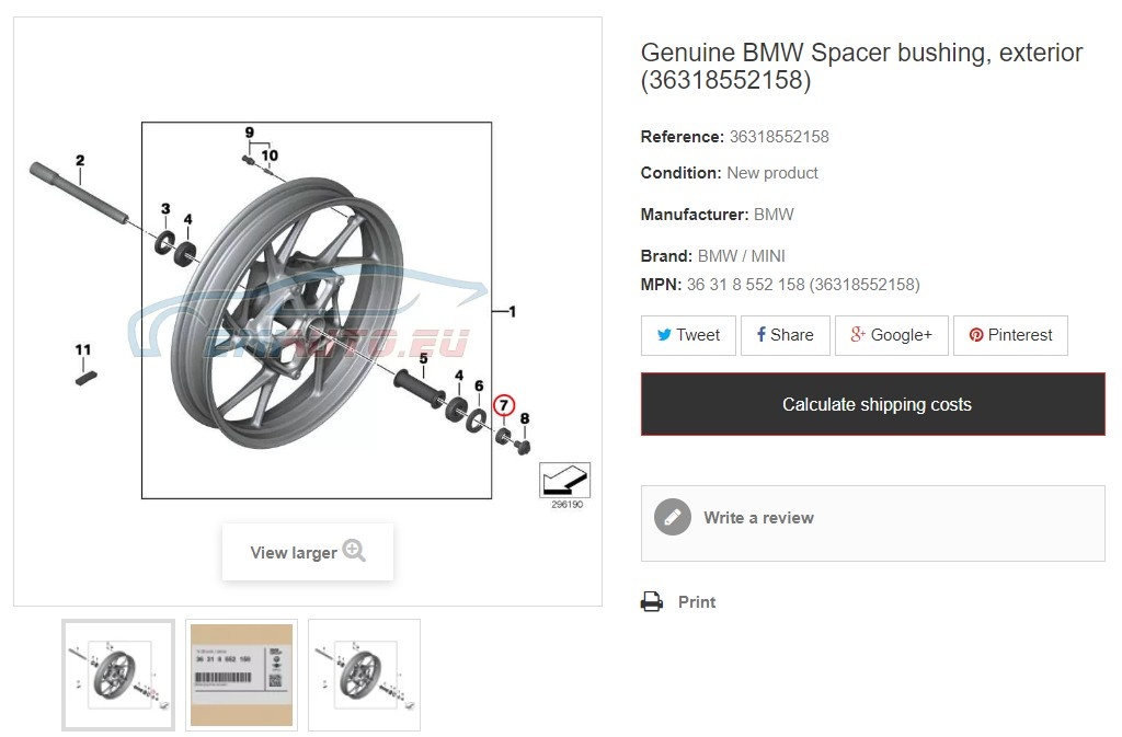 BMW distancne puzdro predne koleso 36318552158