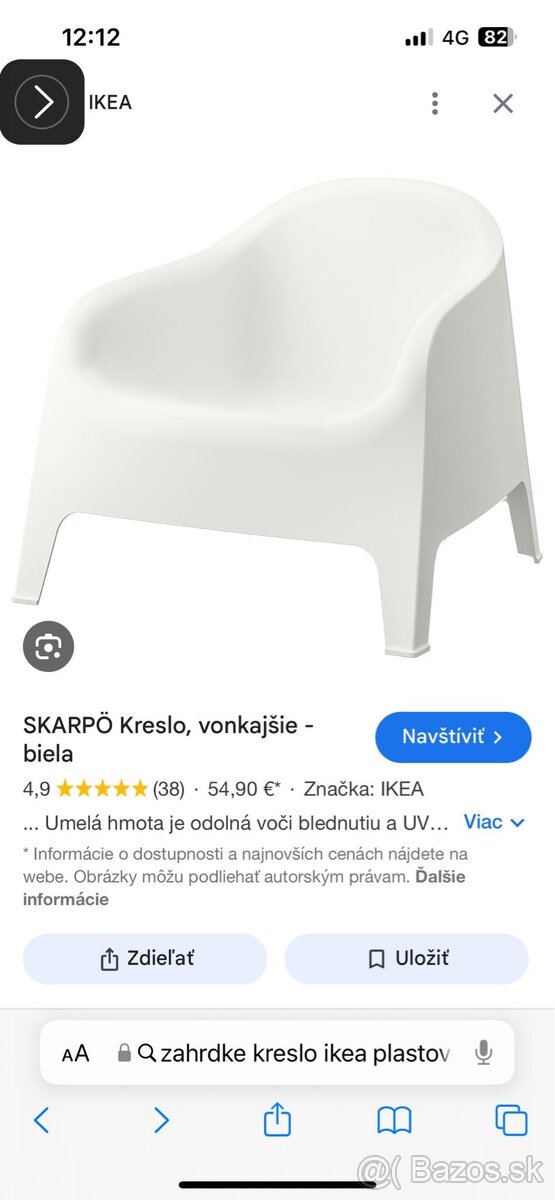 záhradné kreslo IKEA