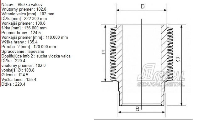 Vlozka valcov sucha BF6L 913C  BF4L 913