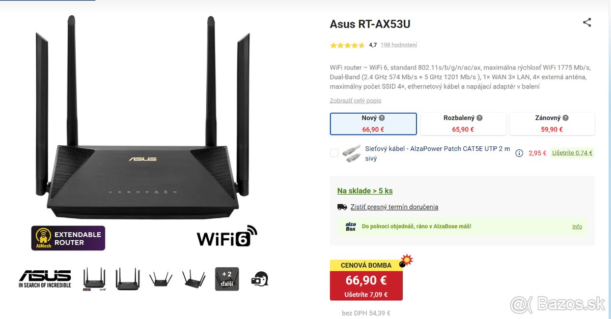 Predám wifi 6 router Asus RT-AX53U