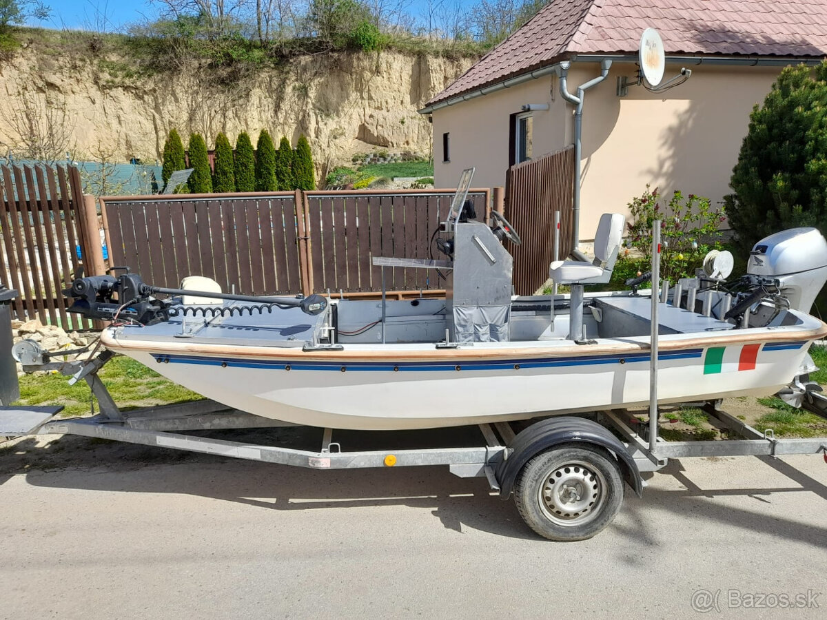 Motorový čln Dory + podvozok + 2x motor