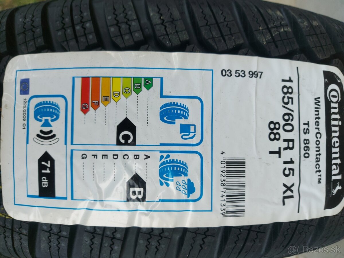 4ks NOVÉ 185/60 r15 CONTINENTAL TS860