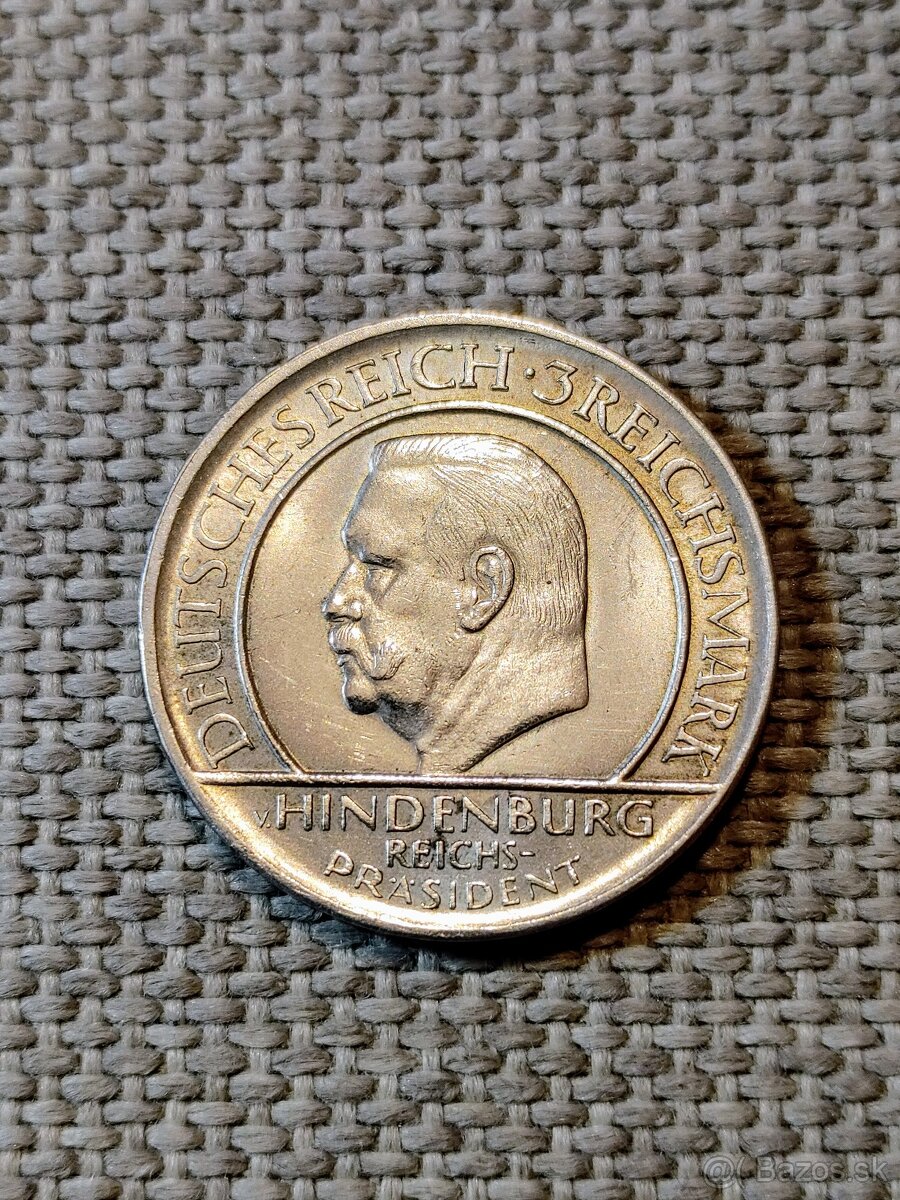 3 reichsmark 1929 J Weimarská republika