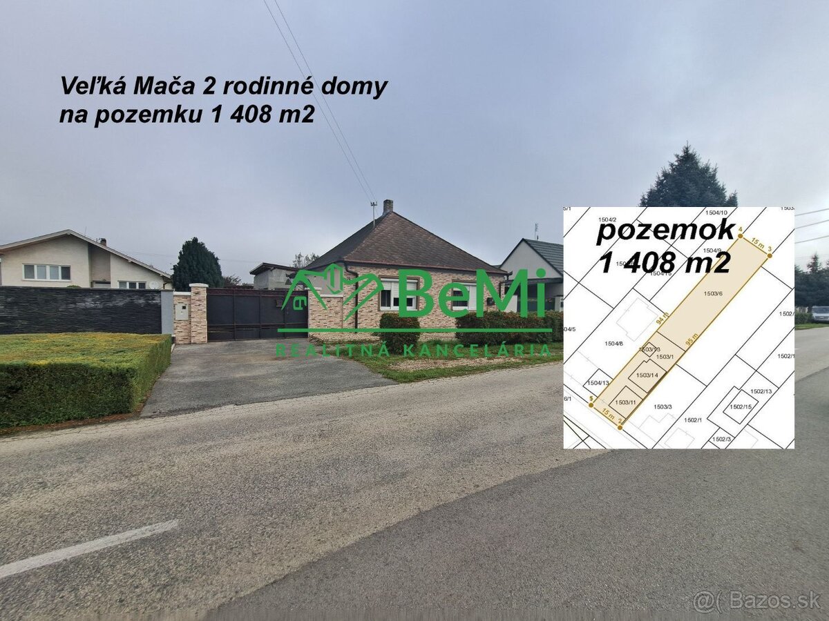 2 Rodinné domy na pozemku 1408 m2 Veľká Mača ID 001-12-EVBA