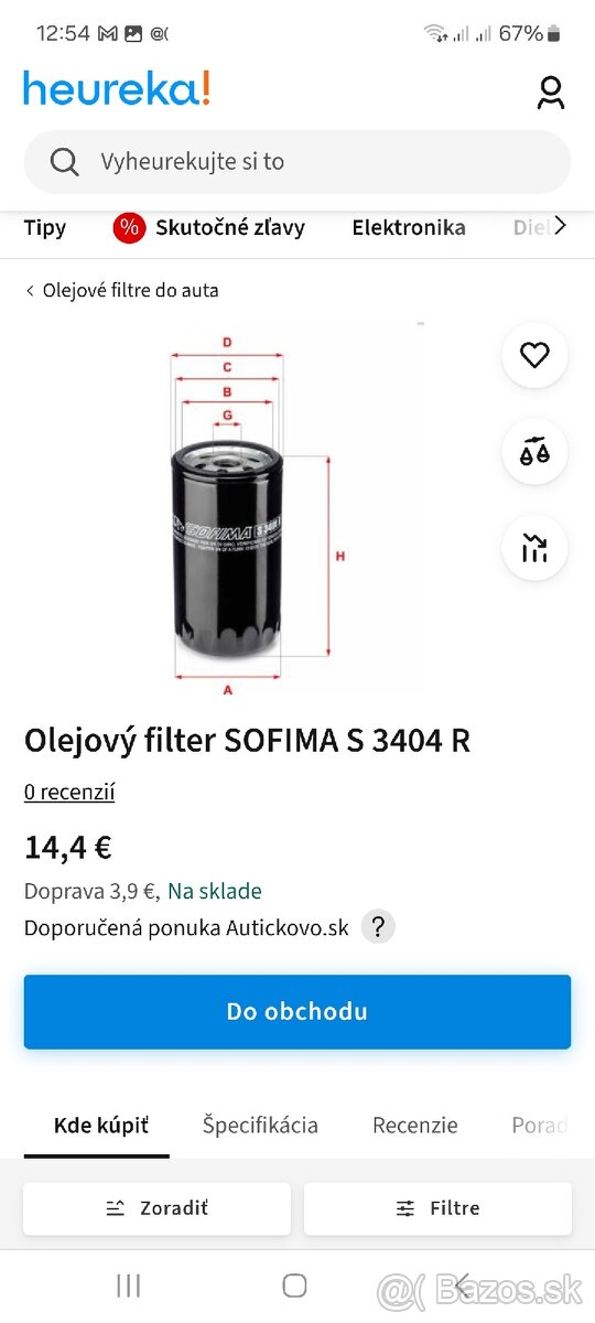 Predám olejový Filter SOFIMA S3404R