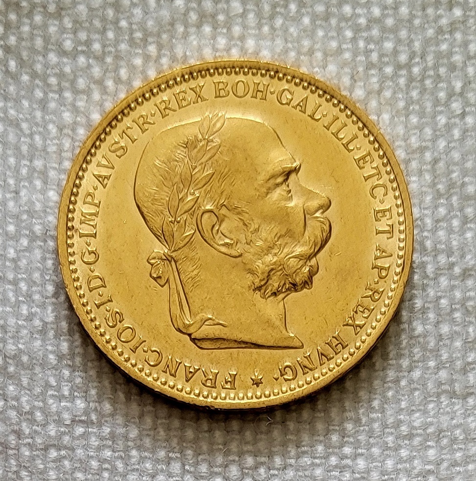 Zlatá rakúska 20 koruna FJI, 1897 bz